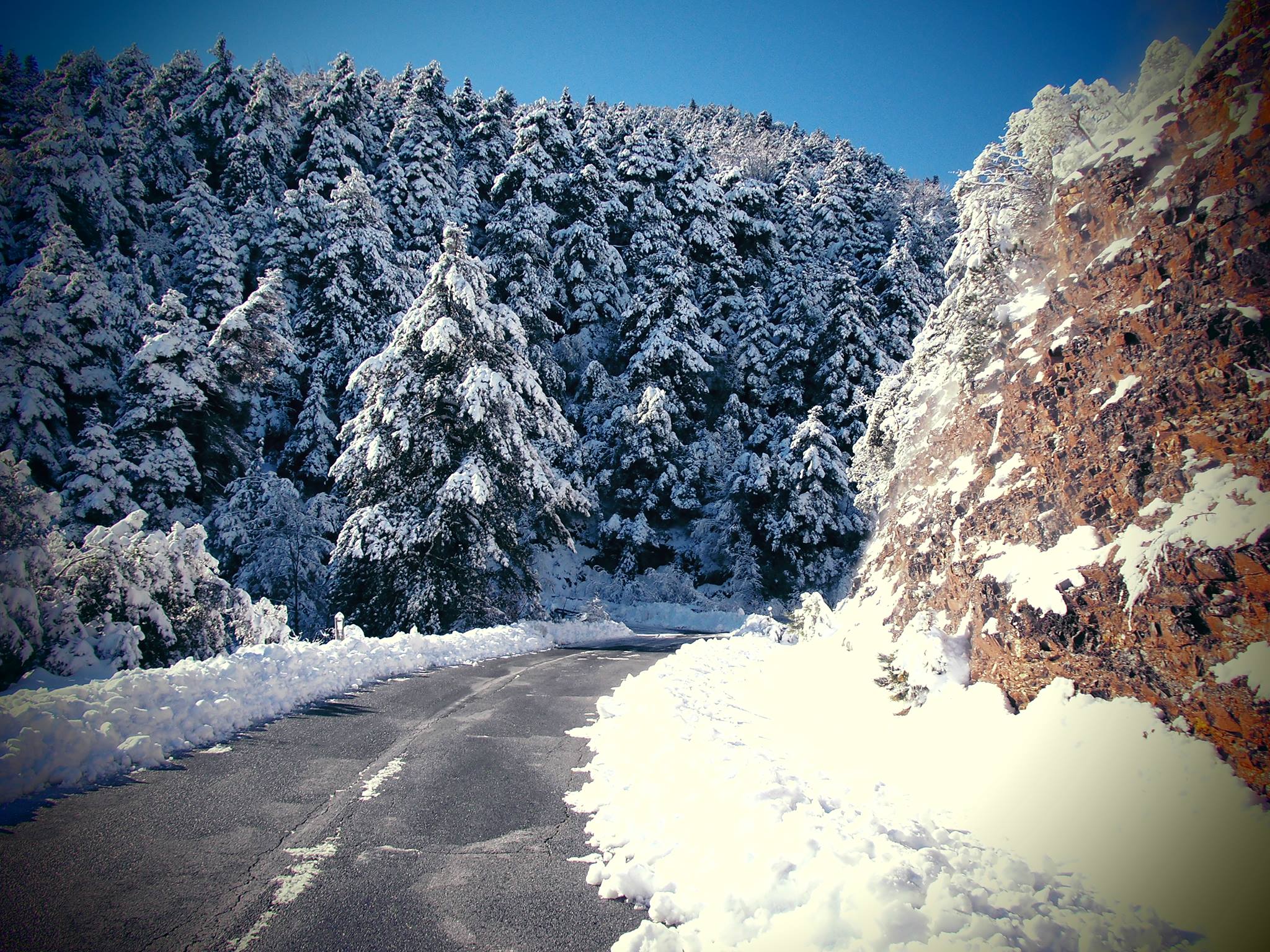 Straße von Litochoro rauf nach Prionia am Olymp