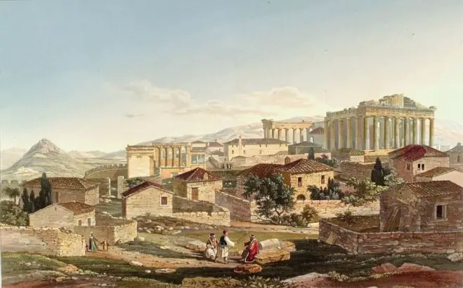 Die westliche Front des Parthenon und des Erechtheion