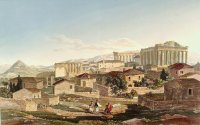 Die westliche Front des Parthenon und des Erechtheion