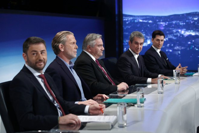 Unsere Fotos (© Eurokinissi) entstanden während der TV-Debatte am Montag.