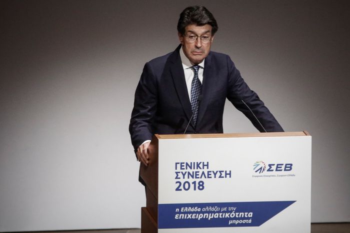 Unser Foto (©Eurokinissi) zeigt den Präsidenten des Griechischen Industrieverbandes Theodoros Fessas
