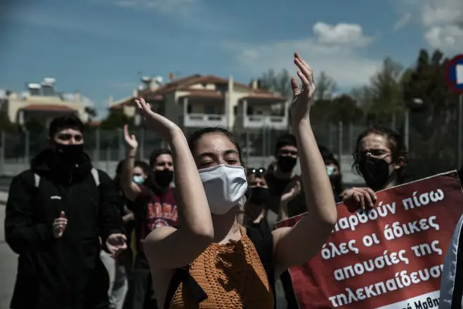 Unser Archivfoto (© Eurokinissi) entstand während eines Schülerprotestes im April.