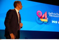 Unser Foto zeigt Ministerpräsident Kyriakos Mitsotakis während seiner Rede am Samstag (7.9.) im Rahmen der Internationalen Messe Thessaloniki.