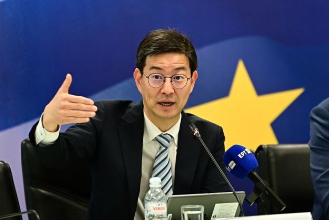 Pressekonferenz des Leiters der IWF-Mission in Griechenland, Joong Shik Kang, Anfang des Jahres in Athen Foto (© Eurokinissi)