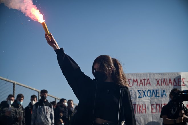 Unser Archivfoto (© Eurokinissi) entstand während eines Schüler- und Studentenprotestes.