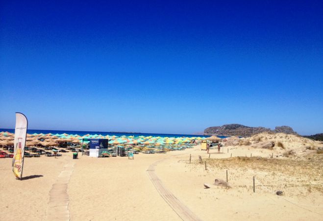 Unser Foto (© Griechenland Zeitung / ms ) zeigt den Strand von Falasarna bei Chania auf Kreta. 