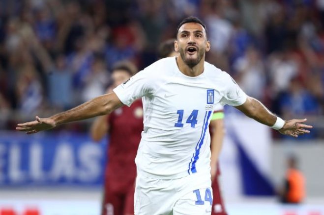 Pavlidis traf auch im Dress der Nationalmannschaft. (Foto: © Eurokinissi) 