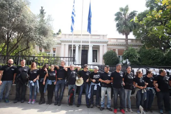 Protest von Journalisten gegen Schließungen privater TV-Sender