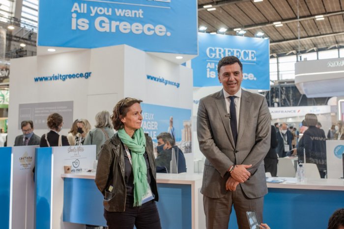 Unser Archivfoto (© gtp) zeigt den griechischen Tourismusminister Vassilis Kikilias auf der IFTM in Paris.
