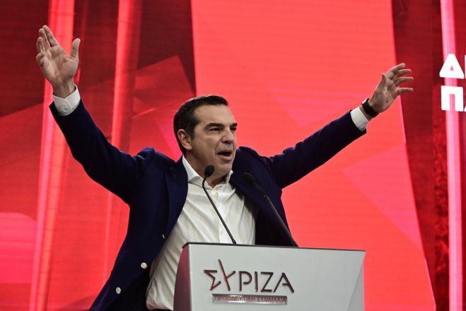 Unser Foto (© Eurokinissi) zeigt Oppositionschef Alexis Tsipras.