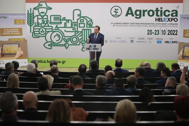 Foto (© Eurokinissi): Der Minister für Agrarwachstum und Lebensmittel Jorgos Georgantas während der Eröffnungsrede.
