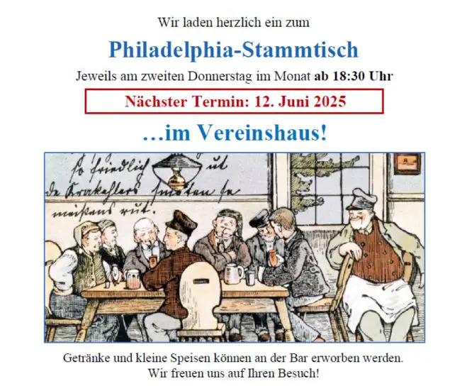 Unser Foto zeigt das Veranstaltungsplakat des Philadelphia-Vereins.