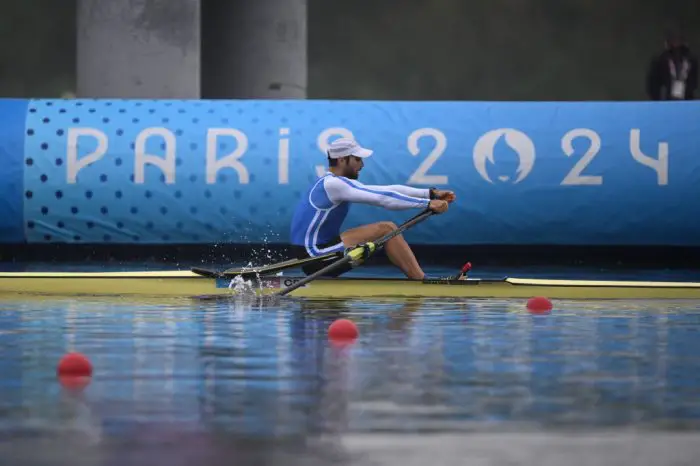 Unser Archivfoto (© Eurokinissi) zeigt Stefanos Douskos während eines früheren Wettkampfes im Einer.