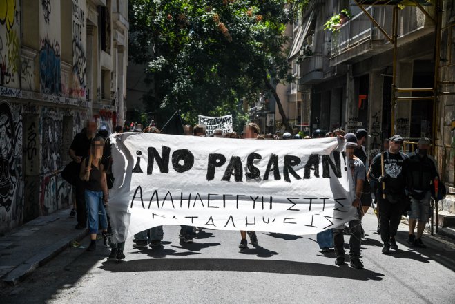 Das Archivfoto (© Eurokinissi) entstand bei einer Demonstration in Athen am vergangenen Wochenende.