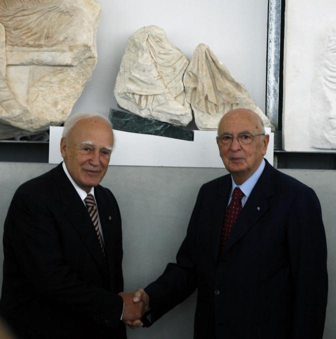 Italiens Präsident Napolitano zur Ausstellungseröffnung im neuen Akropolis Museum