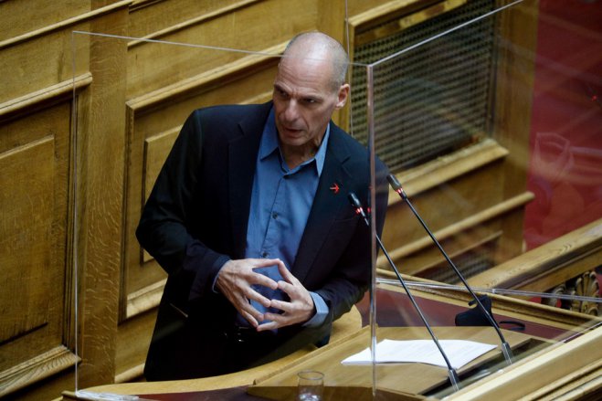 Unser Archivfoto (© Eurokinissi) zeigt den Gründer von MeRA25 Janis Varoufakis im griechischen Parlament.