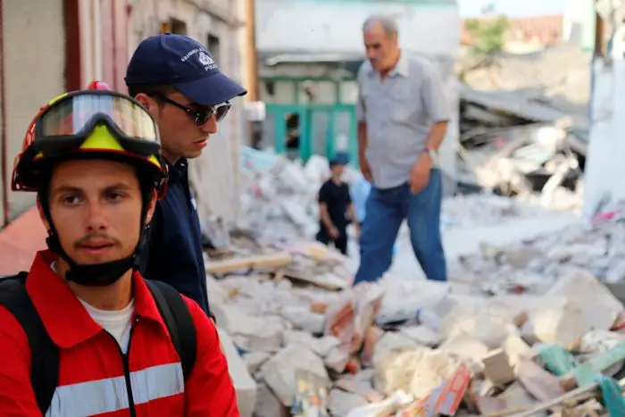 Unser Archivfoto (© Eurokinissi) entstand nach dem Erdbeben auf der Insel Lesbos im Juni 2017.