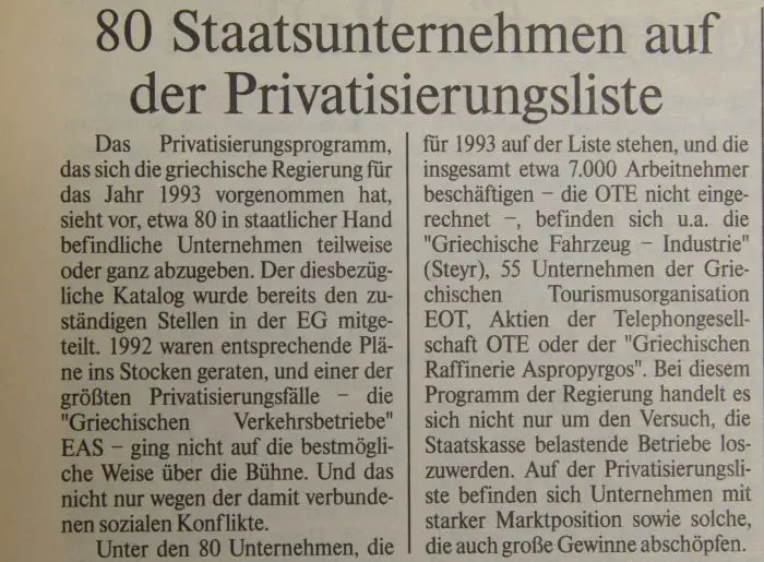 80 Staatsunternehmen auf der Privatisierungsliste