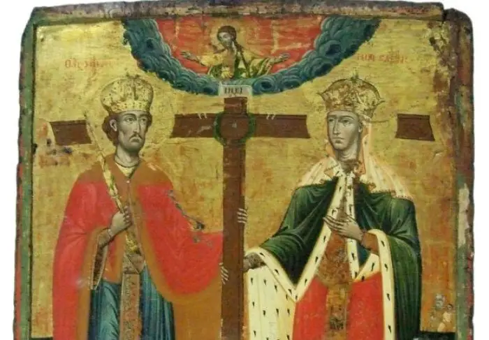 Ikone von Konstantin und Helena, spätes 18. / frühes 19. Jahrhundert