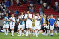 Die griechische Nationalmannschaft 2025 nach der Niederlage gegen Dänemark im Rahmen der Qualifikation für die WM 2026 (Foto: © Eurokinissi)