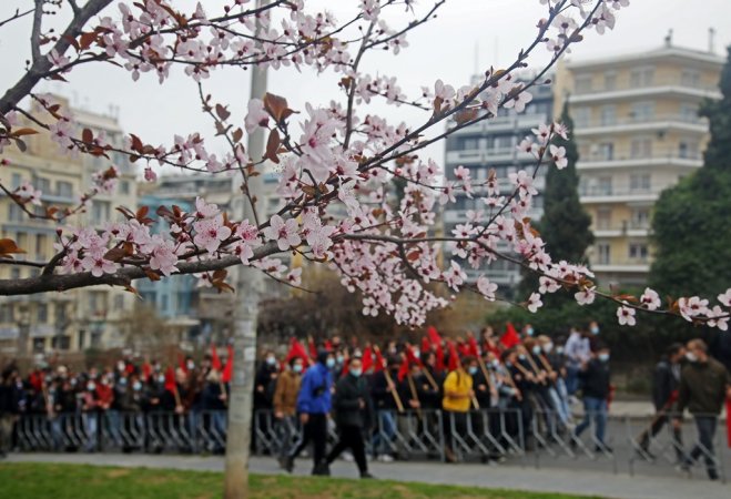 Unser Archivfoto (© Eurokinissi) entstand während eines Studentenprotestes in Thessaloniki.