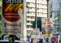 Unser Foto (© Eurokinissi) entstand am Dienstag (8.11.) in Athen.