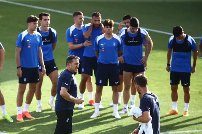 Unser Archivfoto (© Eurokinissi) zeigt Spieler der griechischen Nationalmannschaft beim Training für das Freundschaftsspiel gegen Deutschland am 7. Juni.