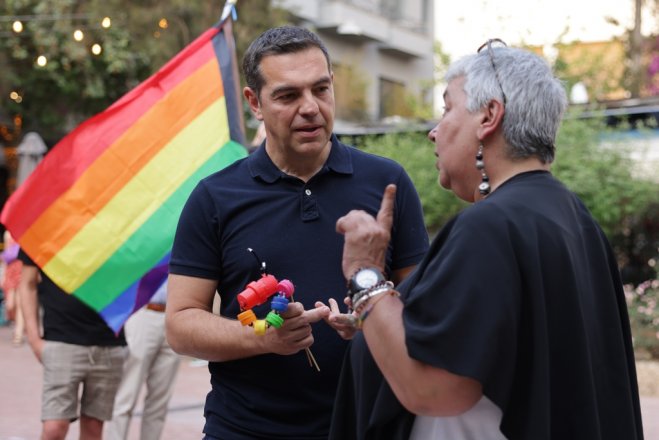 Unser Foto (© Eurokinissi) zeigt SYRIZA-Chef Alexis Tsipras.
