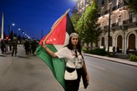 Unser Foto (© Eurokinissi) entstand am Sonntag (5.10.) in Athen während einer Demonstration als Zeichen der Solidarität mit der Global Sumud Flotilla.