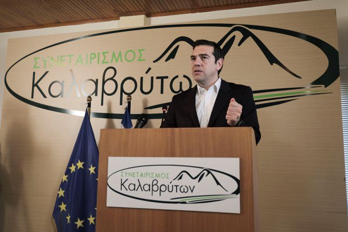 Unsere Fotos (© Pressebüro des Premiers / Andrea Bonetti) sind am Montag (3.12.) während des offiziellen Besuchs des Ministerpräsidenten Alexis Tsipras in Kalavrita entstanden.