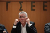 Unser Archivfoto (© Eurokinissi) zeigt den Vorsitzenden der Dachgewerkschaft der Arbeitnehmer in der Privatwirtschaft (GSEE) Jannis Panagopoulos.