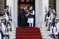 Premierminister Mitsotakis mit dem indischen Premierminister. (Foto: © Eurokinissi)