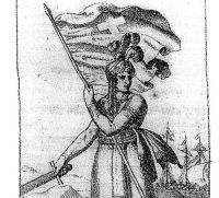 Foto: Laskarina Bouboulina. Lithographie aus „Anastasia oder Griechenland in der Knechtschaft unter den Osmanen seit der Schlacht bei Kossowa 1389 und im Befreiungskampfe seit 1821“, drittes Heft, Hildburghausen 1822.