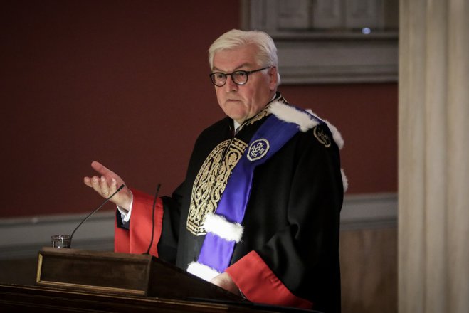 Unser Archivfoto (© Eurokinissi) entstand Mitte Oktober 2018 in Athen. Der deutsche Bundespräsident Frank-Walter Steinmeier wurde damals zum Ehrendoktor der Kapodistrischen Universität Athen gekürt.