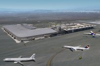 Die Abbildung stellt den Flughafen „Makedonia“ von Thessaloniki dar. (© fraport)