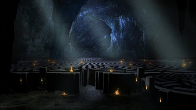 Unser Foto (© zdf.de) zeigt eine virtuelle Darstellung des Labyrinths, in dem der Minotaurus der Legende nach eingesperrt wurde.