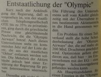 Entstaatlichung der „Olympic“ in Griechenland