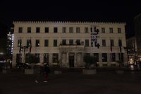 Griechenland im Dunkeln: Das Rathaus von Athen zur Earth Hour 2021 (© Eurokinissi).