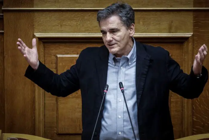 Unser Archivfoto (© Eurokinissi) zeigt Finanzminister Evklidis Tsakalotos im Parlament.
