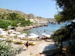 Unser Archivforo (© Eurokiniss) zeigt die Strandanlage von Kallithea.