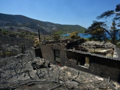 Unser Foto (© Eurokinissi) entstand nach dem Waldbrand in Westattika.